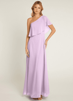 Azazie Lizzy Final Sale Frosted Lilac A-Line One Shoulder Chiffon Dress image1