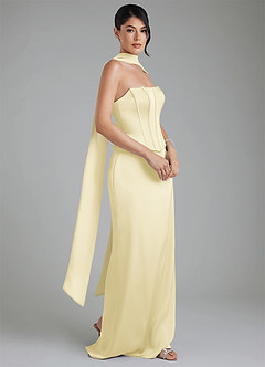 Azazie River Bridesmaid Dresses Lemon Sorbet Sheath Corset Stretch Satin Convertible Dress image12