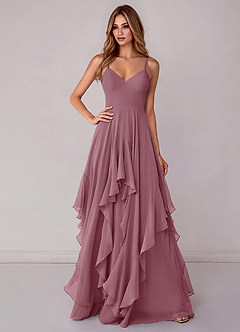 Azazie Zaina Bridesmaid Dresses Vintage Mauve A-Line Chiffon Dress image1