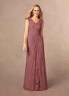 Azazie Jovie Mother of the Bride Dresses Desert Rose A-Line Lace Dress image1
