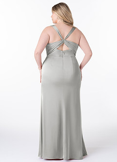 Azazie Mero Brudtärnklänningar Klänning av Tubklänning i Stretch Satin Plisserad Silver image8