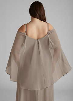 Azazie Cienna Jurken voor bruidsmeisjes Jurk van Chiffon met A-Lijn Off the Shoulder Taupe image12