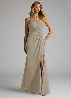 Azazie Jacqueline Final Sale Taupe Mermaid Sweetheart Neckline Stretch Crepe Convertible Dress image5