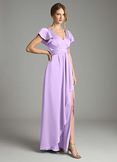 Azazie Omari Bridesmaid Dresses Lilac A-Line Stretch Satin Dress image5