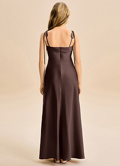 Azazie Willa Junior Ganache A-Line Bow Stretch Satin Dress image6