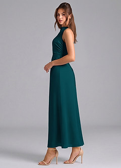 Azazie Evadne Bridesmaid Dresses Pine Sheath Pleated Chiffon Dress image5