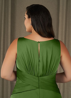 Azazie Viola Mother of the Bride Dresses Basil A-Line Pleated Stretch Satin Dress image10