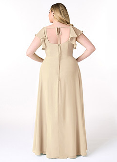 Azazie Bondi Bridesmaid Dresses Champagne A-Line Ruffled Chiffon Dress image8