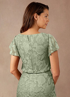 Azazie Lehi Mother of the Bride Dresses Agave A-Line Boatneck Floral Burnout Dress image7