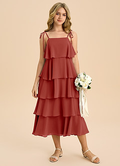 Azazie Shortcake Junior Klä av A-Line i Chiffong Rosett image4