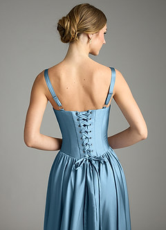 Azazie Evadina Suknie dla druhen Linia A Gorset Satyna elastyczna Do ziemi Sukienka image6