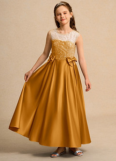 Azazie Candy Girl Flower Girl Klänningar Klä Balklänning i Matt satäng Rosett image4