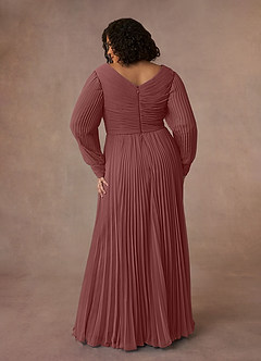 Azazie Zina Mother of the Bride Dresses Desert Rose A-Line Pleated Chiffon Dress image8