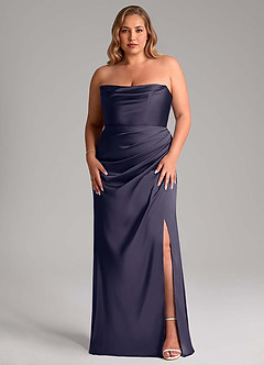 Azazie Leonis Bridesmaid Dresses Stormy Mermaid Pleated Stretch Satin Convertible Dress image8