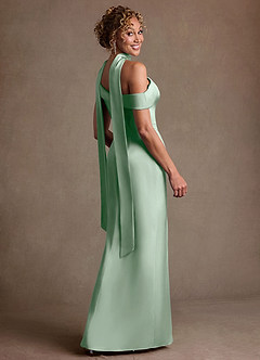 Azazie Kamala Suknie dla Matki Panny Młodej Osłona Jedno ramię Satyna elastyczna Długość podłogi Sukienka image5