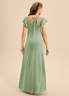 Azazie Bondi Junior Dusty Sage A-Line Bow Velvet Dress image2