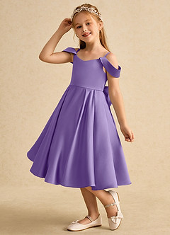 Azazie Favia Flower Girl Dresses Tahiti A-Line Off the Shoulder Matte Satin Dress image6