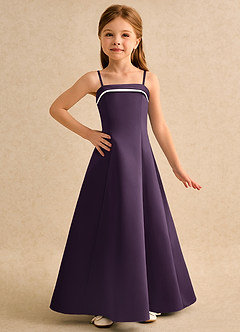 Azazie Izel Girls Formal Flower Girl Klänningar Klä A-Line i Matt satäng Plisserad image5