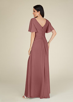 Azazie Morning Glory Mother of the Bride Dresses A-Line V-Neck Ruched Chiffon Floor-Length Dress image2
