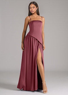 Azazie Adeline Bridesmaid Dresses Desert Rose A-Line Strapless Stretch Satin Convertible Dress image6