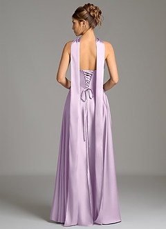 Azazie Ayla Bridesmaid Dresses Frosted Lilac A-Line Corset Stretch Satin Dress image7