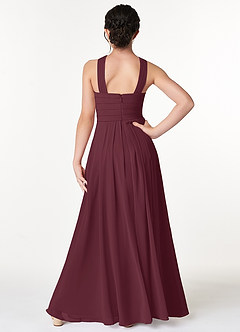 Azazie Kaleigh Junior Robe Trapèze en Mousseline de soie Plissée Cabernet image2
