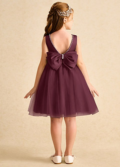 Azazie Jani Flower Girl Dresses Cabernet A-Line Bow Tulle Dress image1
