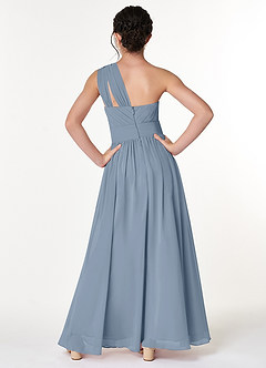 Azazie Molly Junior Dusty Blue A-Line Pleated Chiffon Dress image2