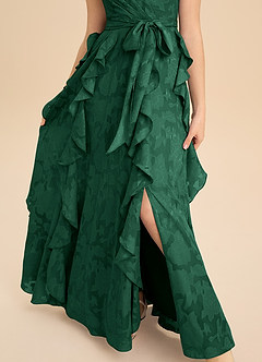 Azazie Peyton Junior Vestido de Verde Oscuro de Devorado Floral de Corte en A con Plisado image8