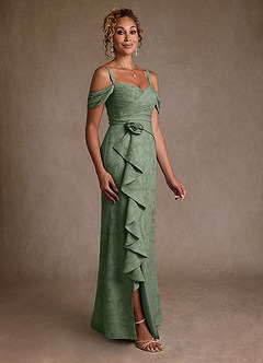 Azazie Irene Suknie dla Matki Panny Młodej Linia A Zza ramienia Kwiatowe wypalenie Długość podłogi Sukienka image5