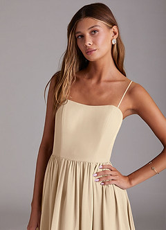 Azazie Calianna Bridesmaid Dresses Champagne A-Line Off the Shoulder Chiffon Convertible Dress image2