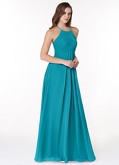 Azazie Ginger Bridesmaid Dresses Jade A-Line Halter Pleated Chiffon Dress image1