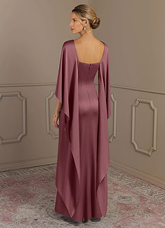 Azazie Eli Mother of the Bride Dresses Desert Rose Sheath Boatneck Stretch Satin Dress image2