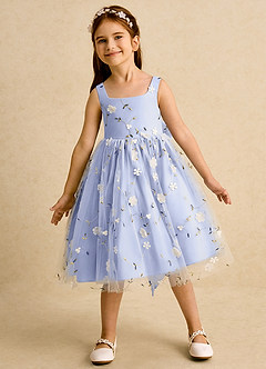 Azazie Bean Robe Demoiselle D'honneur Fillette Robe Princesse en Tulle Sans manches Eis image3