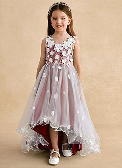 Azazie Celia vestidos de niña de las flores Vestido de Óxido de Tul de Corte En A con Encaje image7