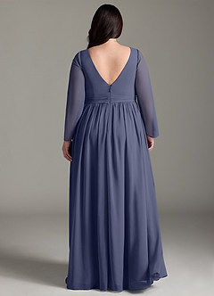 Azazie Teton Maternity Bridesmaid Dresses A-Line Long Sleeve Chiffon Floor-Length Dress image8