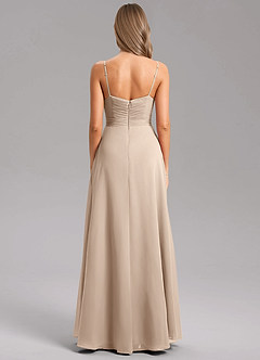 Azazie Terese Bridesmaid Dresses Taupe A-Line Pleated Chiffon Dress image2