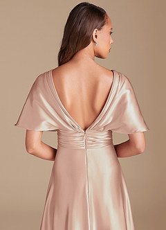 Azazie Pamela Robes de demoiselle d'honneur Robe Trapèze en Satiné métallisé Plissée Rose Perle image7