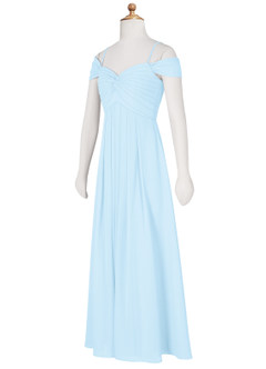 Azazie Kaitlynn A-Line Off the Shoulder Chiffon Floor-Length Junior Bridesmaid Dress image10