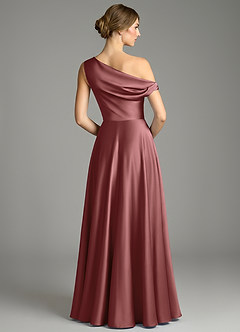 Azazie Xanthe Bridesmaid Dresses Amethyst A-Line Off the Shoulder Stretch Satin Dress image2