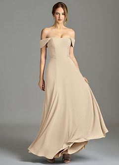Azazie Oasis Bridesmaid Dresses Champagne A-Line with Pockets Chiffon Dress image4