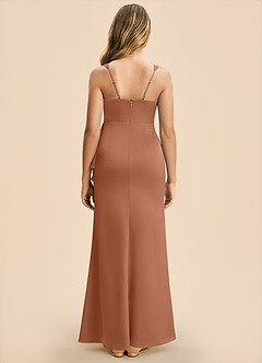 Azazie Adrienne Junior Bronzer Sheath Pleated Stretch Satin Dress image2