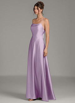 Azazie Eris Bridesmaid Dresses Frosted Lilac A-Line Pleated Stretch Satin Dress image4