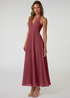 Azazie Tessie Suknie dla druhen Linia A Pofałdowany Szyfon Długość kostki Sukienka image3