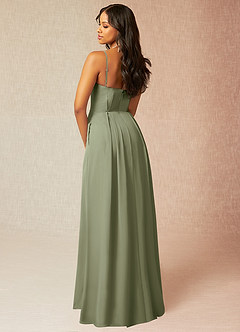 Azazie Kyedae Bridesmaid Dresses Pistachio A-Line V-Neck Pleated Chiffon Dress image4