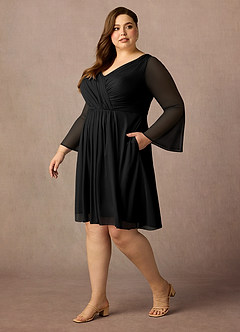 Azazie Teraso Mother of the Bride Dresses Black A-Line Pleated Mesh Dress image11