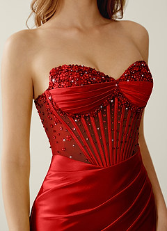 Willa Red Sweetheart Neckline Corset Mermaid Prom Dress image5