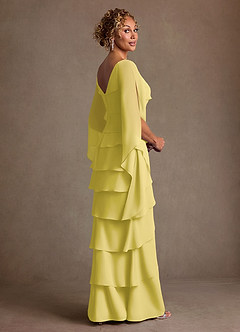 Azazie Arabinda Kleider für die Brautmutter Etui Gestreift Chiffon Kleid Kanarienvogel image2