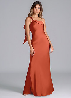 Azazie Driea Brudtärnklänningar Klä av Sjöjungfru i Stretch Satin Ena axeln Rost image7