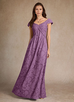 Azazie Myrtle Final Sale Wisteria A-Line Pleated Floral Burnout Dress image4